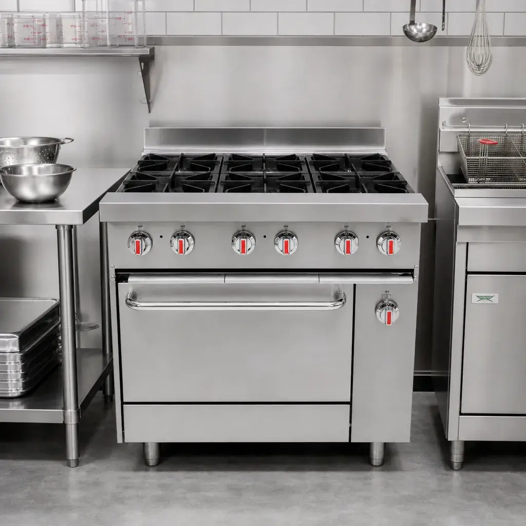 Cocina A Gas De 6 Hornillas Y Horno De Acero Inoxidable 85,8X92X87Cm Iboia (1)_resultado.webp