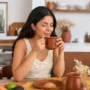 Taza de barro para cafe - Uso beneficio mujer latina.webp