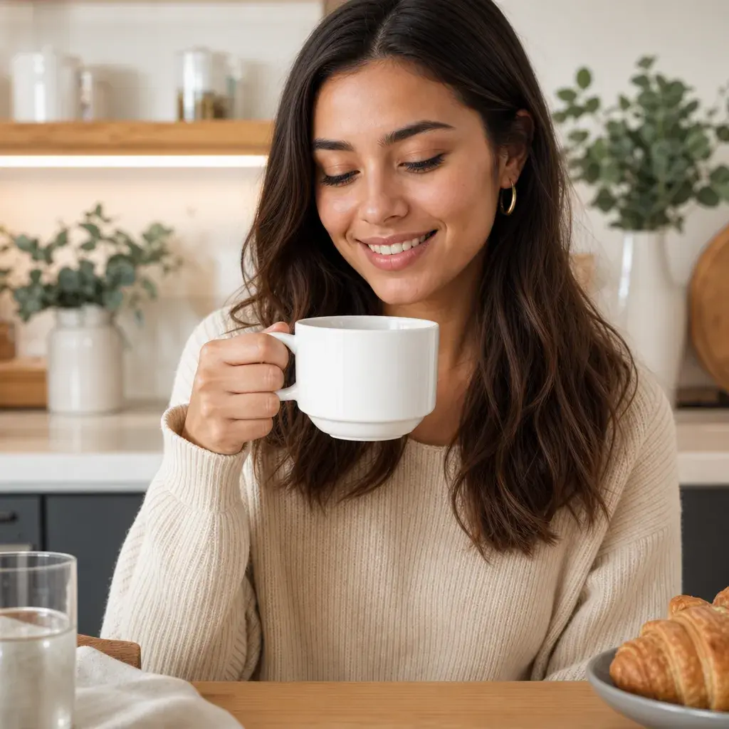 Taza Apilable Valencia 184 cc - Uso beneficio mujer latina.webp