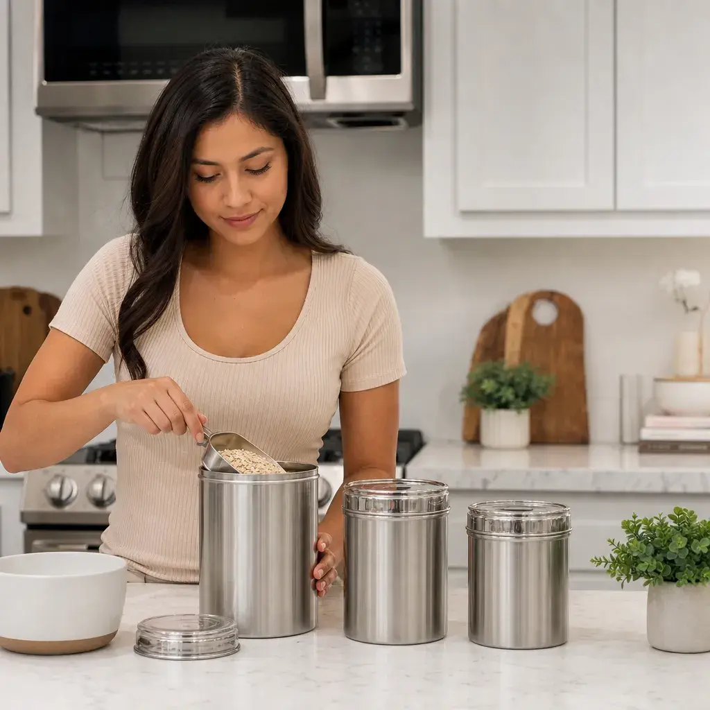 Set De 3 Canister Acero Inoxidable 45Oz 34Oz 25Oz Eurochef - Opción 2 Uso Beneficio Mujer Latina (1)_resultado.webp