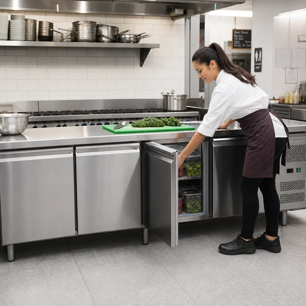 Mesa Refrigerada De Acero Inoxidable Con 4 Puertas 553L 85X22470Cm Senzani (1).webp
