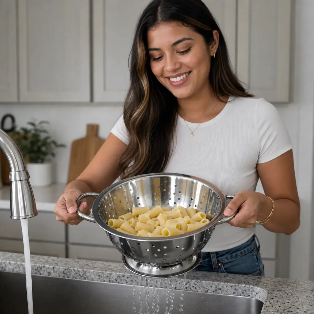 Colador Profundo De Acero Inoxidable 24 Cm Eurochef - Opción 2 Uso Beneficio Mujer Latina.webp