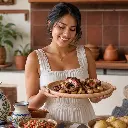 Plato de madera para pulpo - Uso beneficio mujer latina.webp