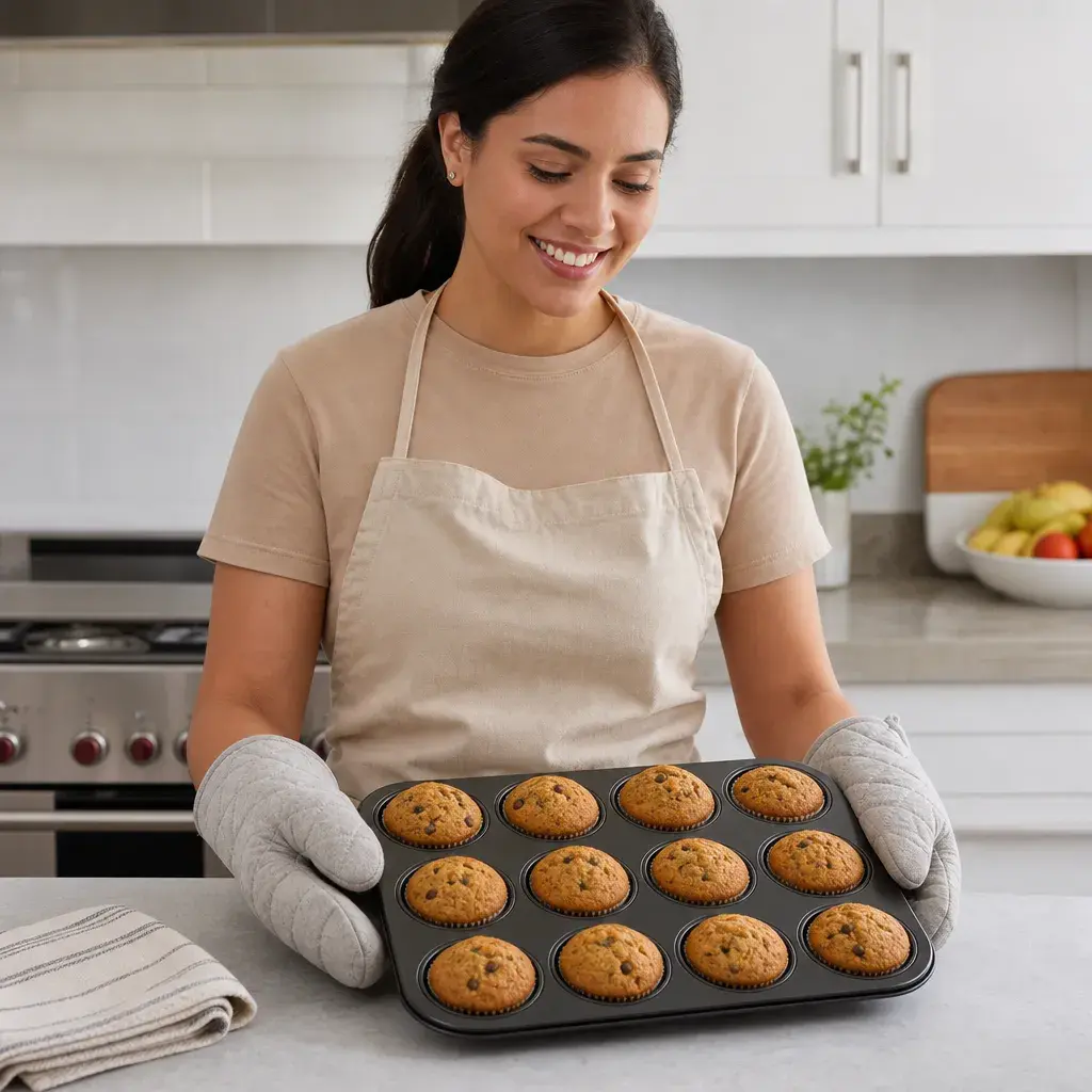 Molde para muffin 12 cavidades - Uso beneficio mujer latina.webp