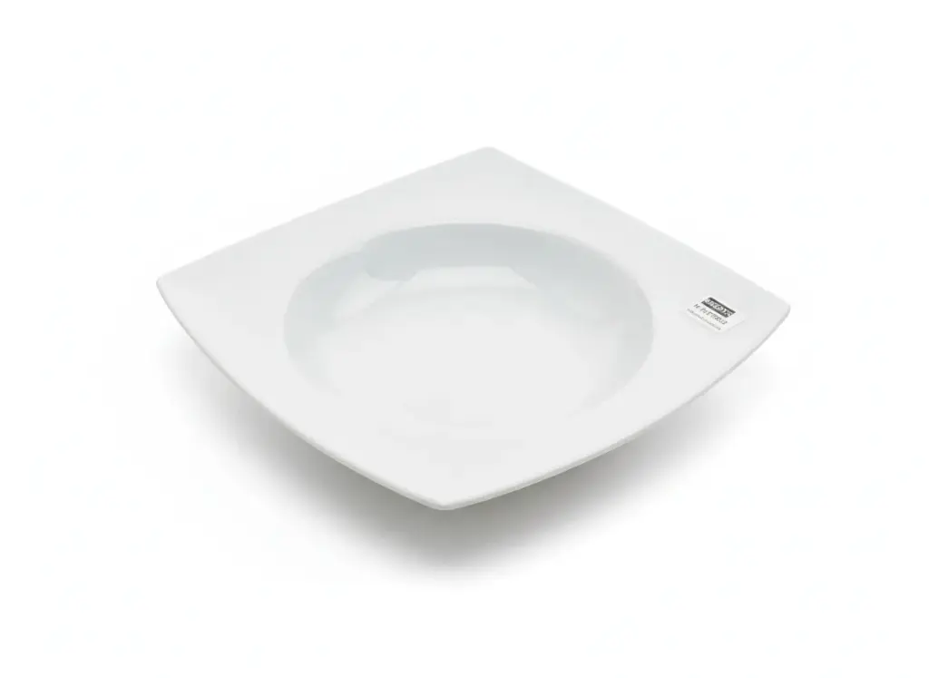 Plato Hondo Cuadrado De Porcelana 450 ML 23 CM Corona