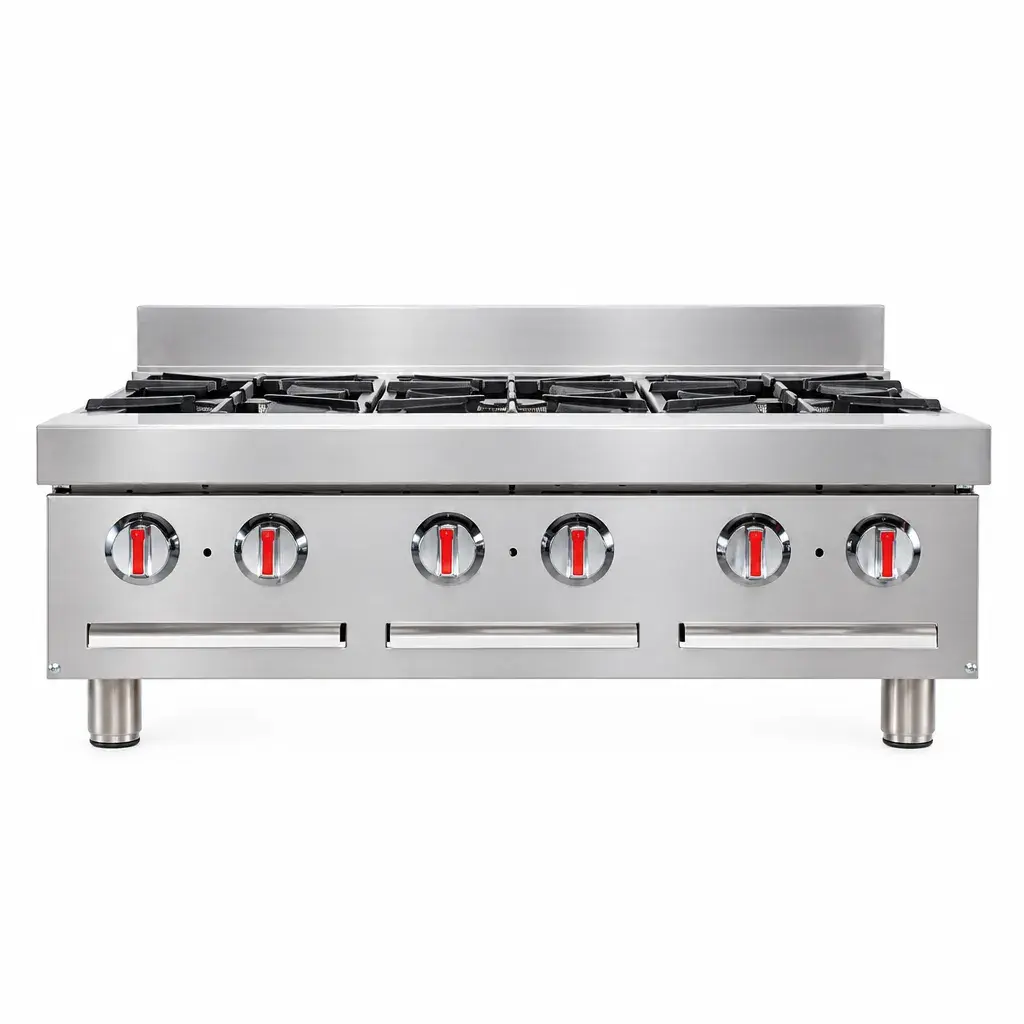 Cocina De Tope 6 Hornillas A Gas De Acero Inoxidable 33x92x87 Cm Iboia
