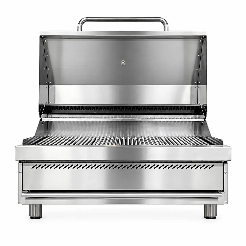 Parrillera Grill De Tope A Carbón De Acero Inoxidable Con Cubierta Iboia