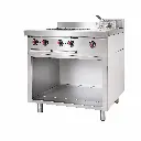 Cocina A Gas 4 Hornillas Con Freidora y Base Acero Inoxidable 86x92x87Cm Iboia