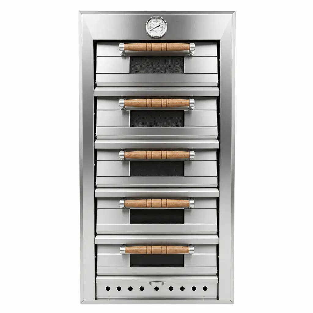 Horno Panadero A Gas Con Reloj De 5 Cámaras En Acero Inoxidable 172x72x82Cm Malper