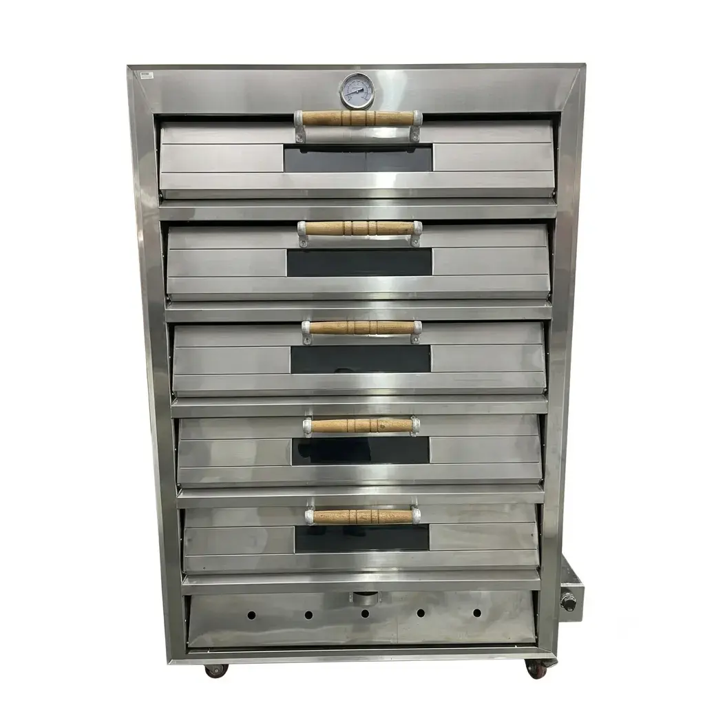 Horno Panadero A Gas Con Termostato De 5 Cámaras 10 Bandejas En Acero Inoxidable 172x120x82Cm Malper