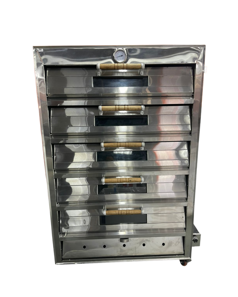 Horno Panadero A Gas Con Termostato De Acero Inoxidable 172X120X82Cm 5 Camaras 10 Bandejas Malper