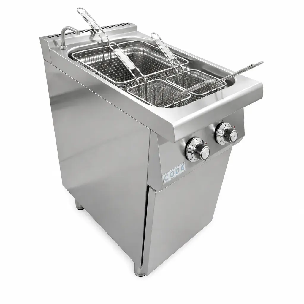 Freidora De Piso Eléctrica De Acero Inoxidable 97x40x60Cm 15L 220V Senzani