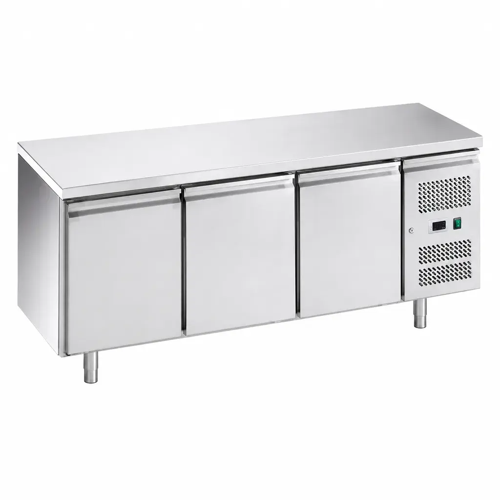 Mesa De Congelación De Acero Inoxidable 3 Puertas 470 L 182x97x82 Cm 110 V Senzani