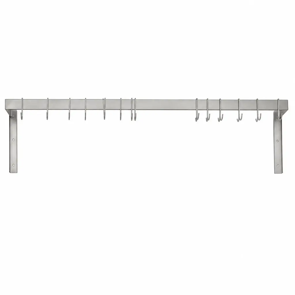 Cuelga Ollas De Pared De Acero Inoxidable 16 Ganchos 120x30x30Cm 
