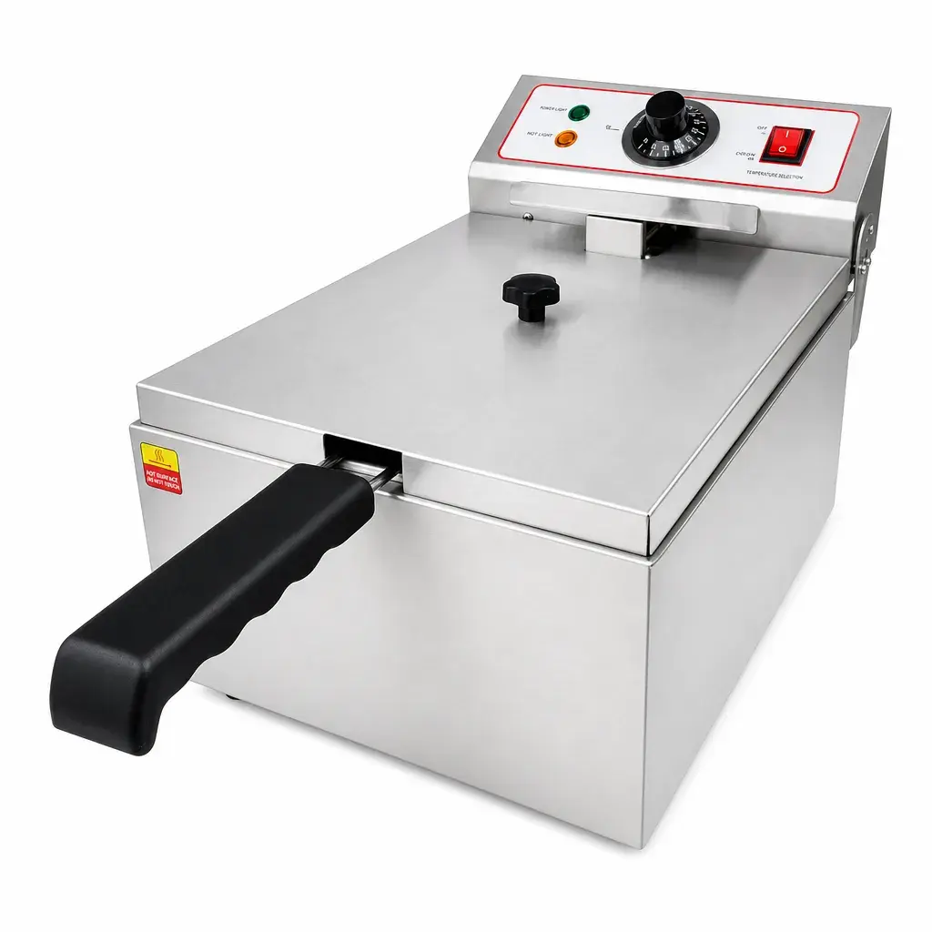 Freidora Eléctrica De Mesa De Acero Inoxidable 28x30x67Cm 5L 110V  Senzani