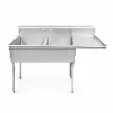 Fregadero 2 Poncheras Con Escurridor De Acero Inoxidable 130x90x70 Cm Bredys