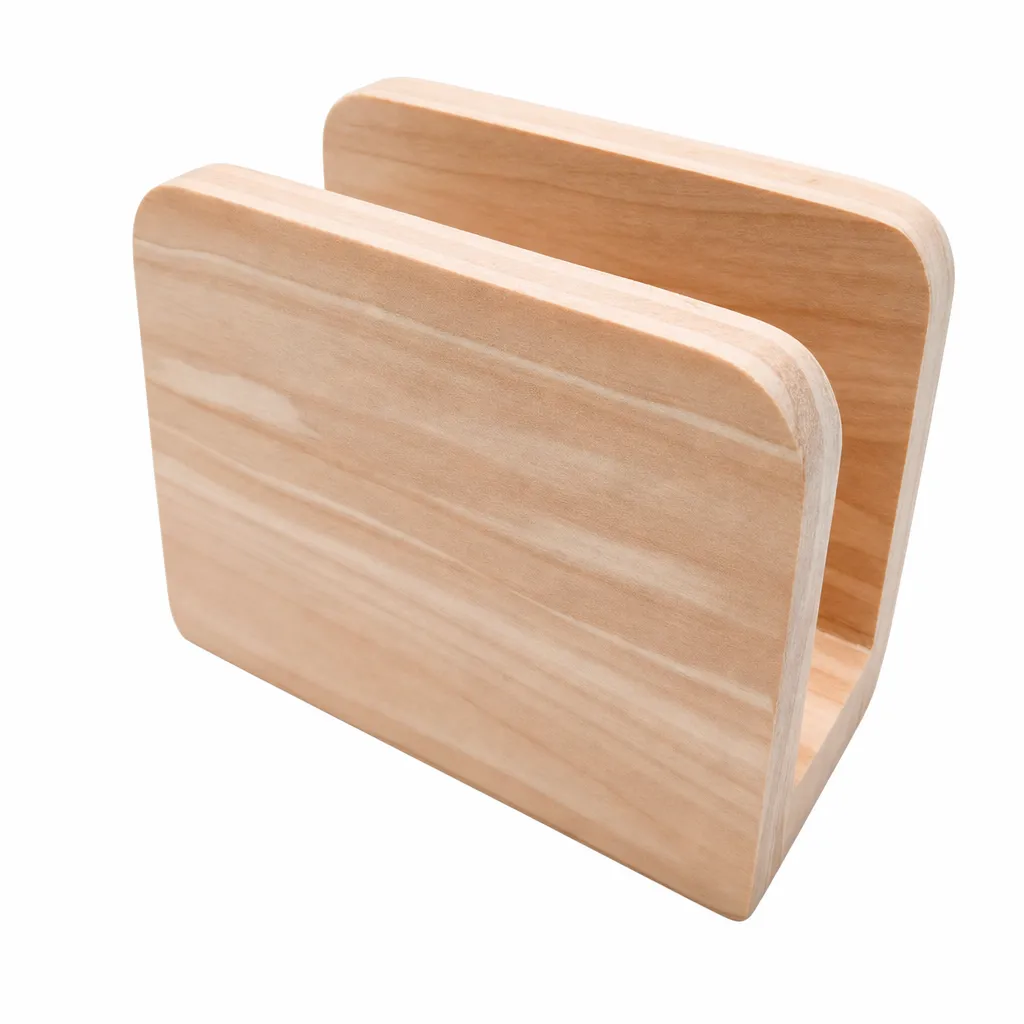 Servilletero Punta Redonda De Madera 12.9X13.7X6.8Cm Incor
