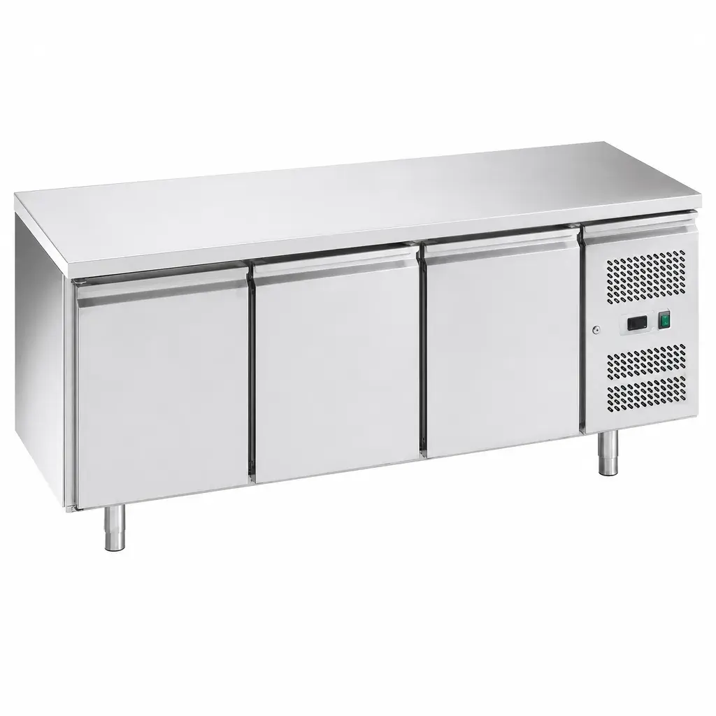 Mesa De Trabajo Refrigerada 3 Puertas De Acero Inoxidable 417L 180 X 85 X 70 Cm Senzani