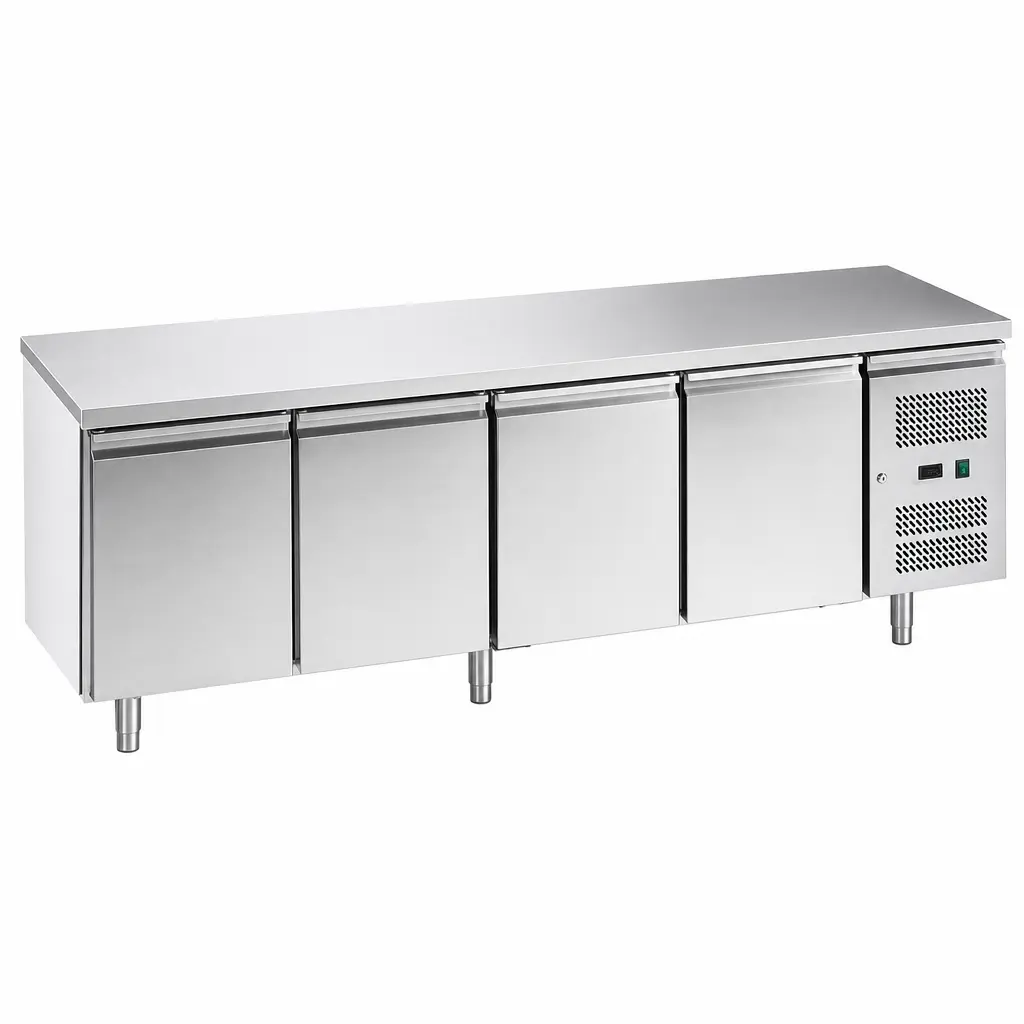 Mesa Refrigerada De Acero Inoxidable Con 4 Puertas 553L 85X22470Cm Senzani