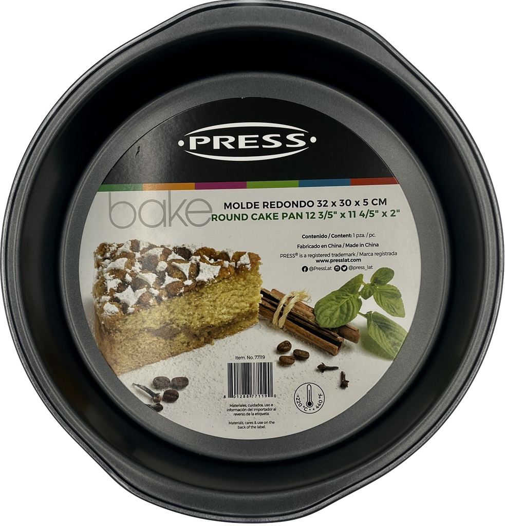 Molde Redondo De Acero Al Carbono 32X30X5Cm Press