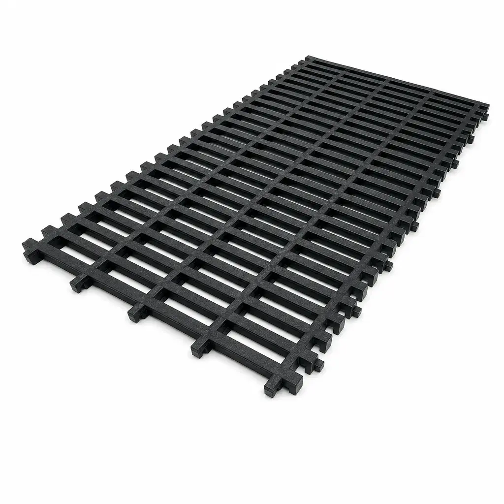 Piso De Rejilla Negro De Plástico 65x100Cm Uniplast