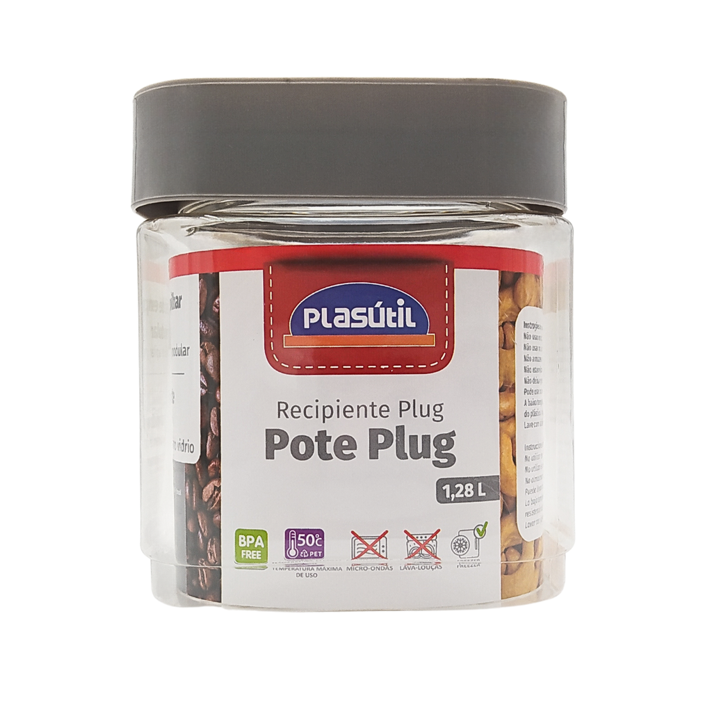 Recipiente Plug Cuadrado De Plástico 1,28L Plasútil