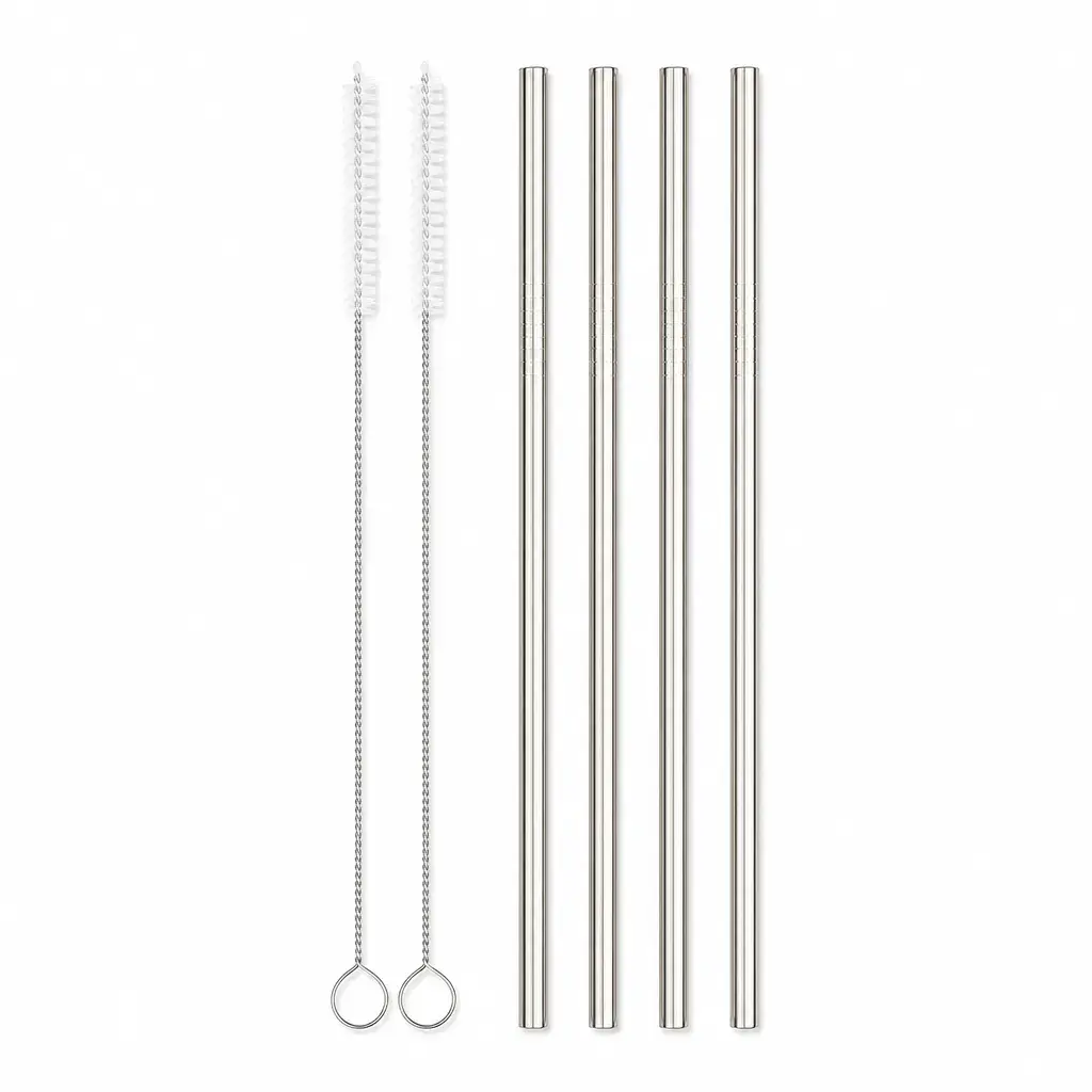 Set De Pitillos Y Cepillos De Acero Inoxidable De 4 Pzas 15Cm Norpro