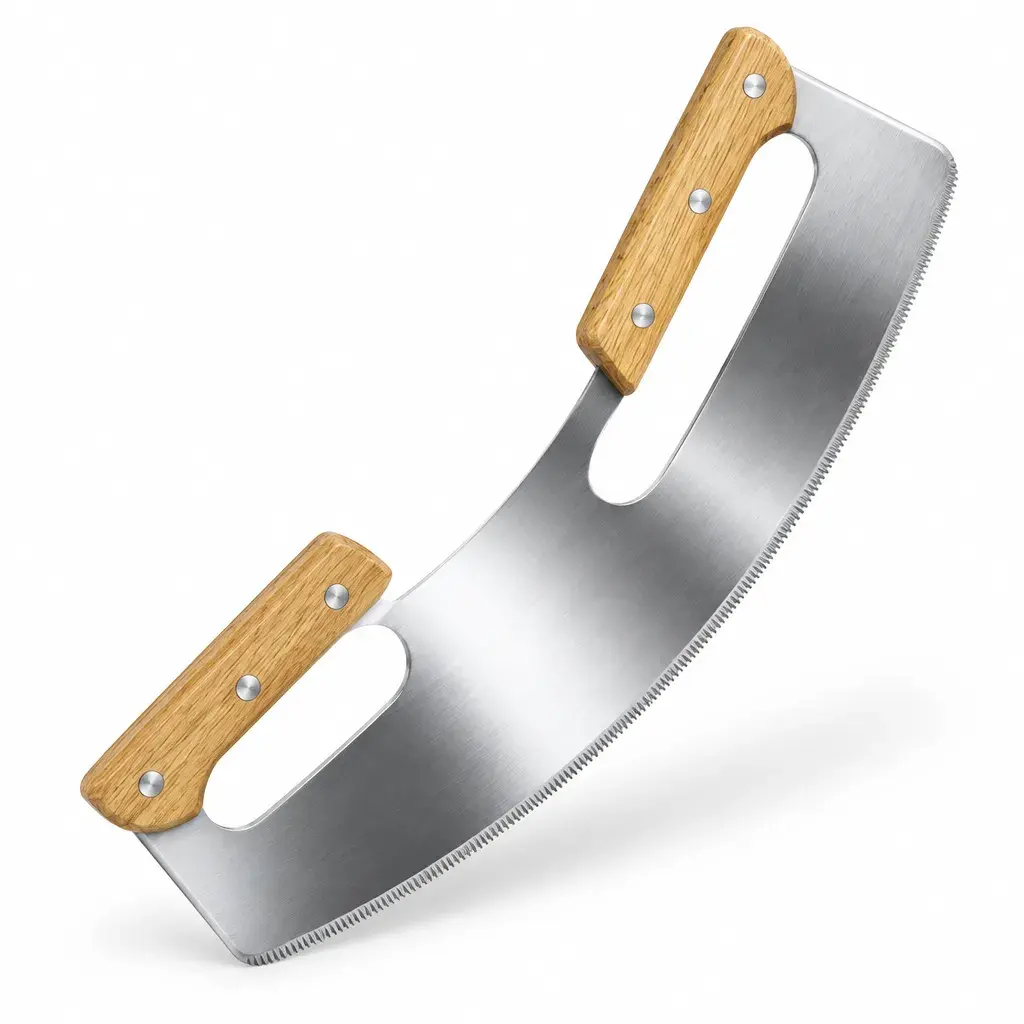 Cuchillo Media Luna Para Pizza De Acero Inoxidable 35x10Cm