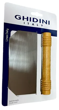 Espatula Cuadrada De Acero Inoxidable  Con Mango De Madera 11 X 15 Cm Ghidini