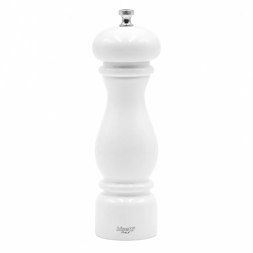 Molino De Pimienta De Madera Blanco Con Engranaje De Cerámica 32 Cm Bisetti