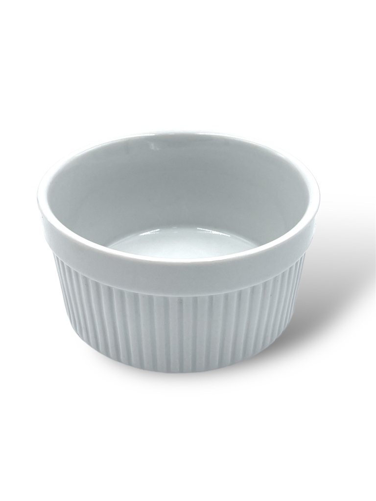 Ramekin Estriado De Porcelana Blanco 10 Cm 