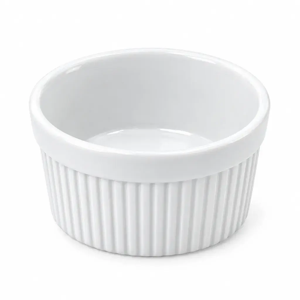 Ramekin Estriado De Porcelana Blanco 10 Cm 