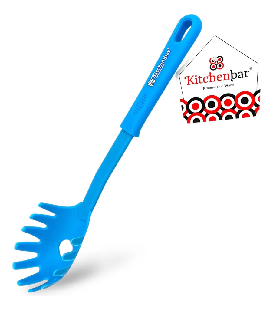 CUCHARA PARA PASTA DE NYLON AZUL 30 CM KITCHENBAR