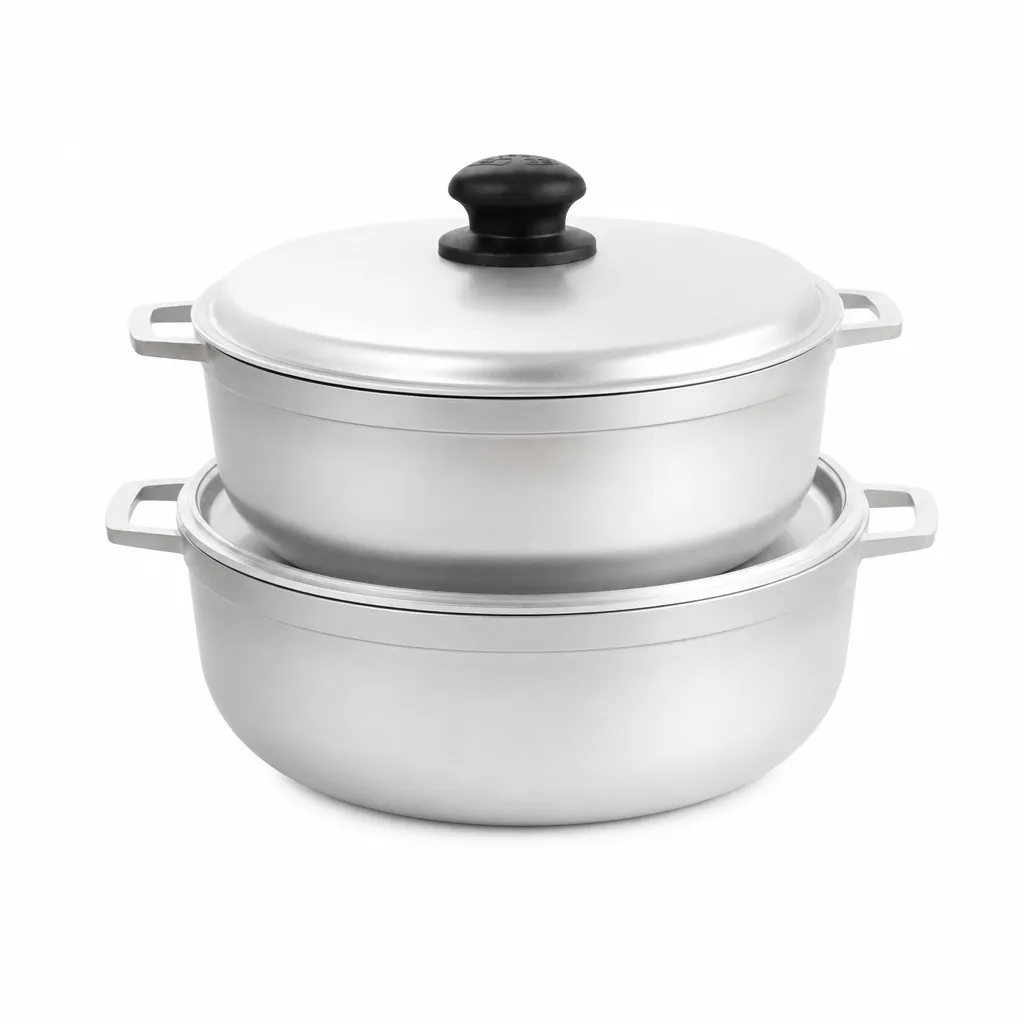 Set De Calderos En Aluminio Fundido Con Tapa 28 Cm 