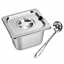 Set De Bandeja 1/6 Con Tapa Y Cucharón De Acero Inoxidable 17,6x16,5x15Cm Imarca