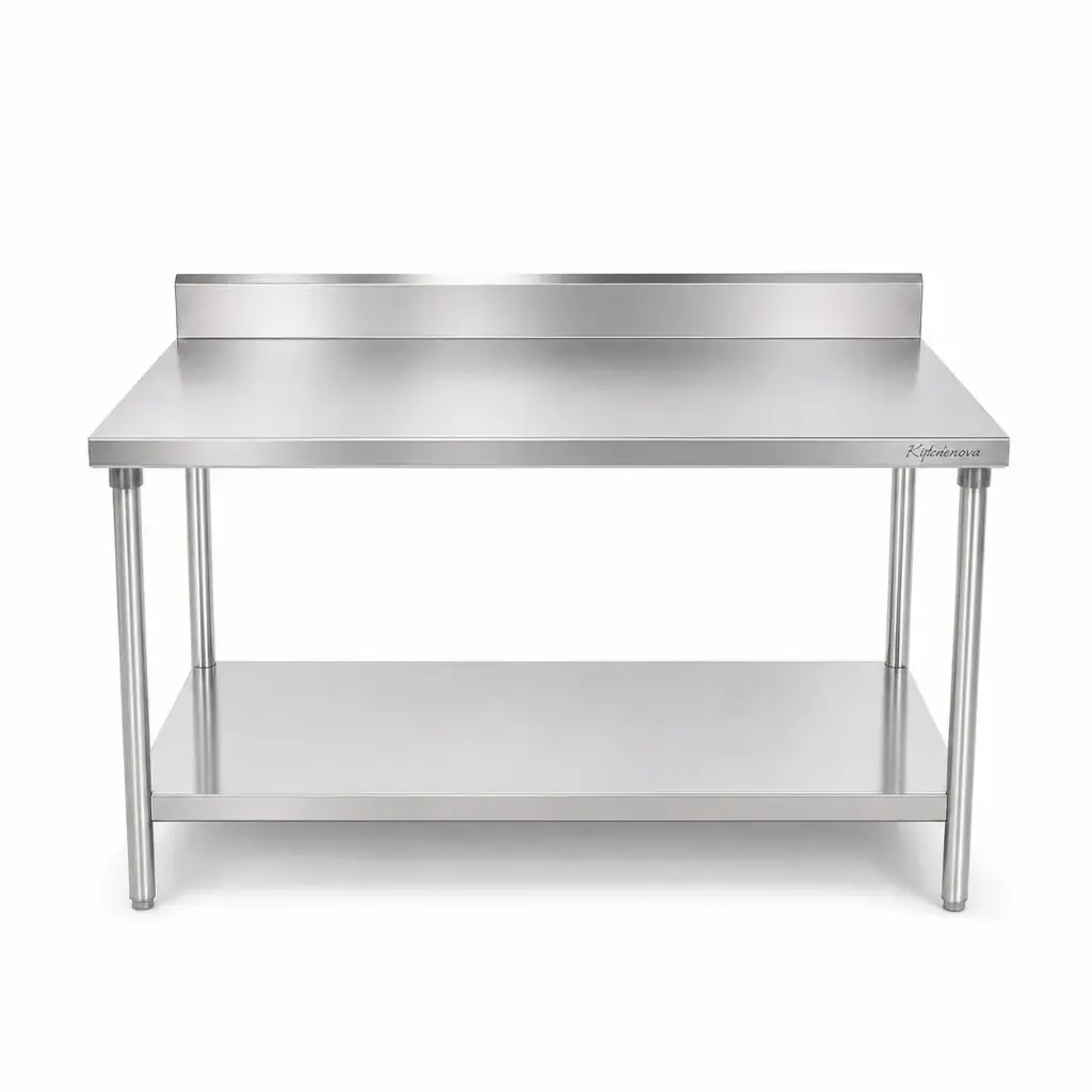Mesa De Pared Con Entrepaño De Acero Inoxidable 140X70X85Cm Pimak