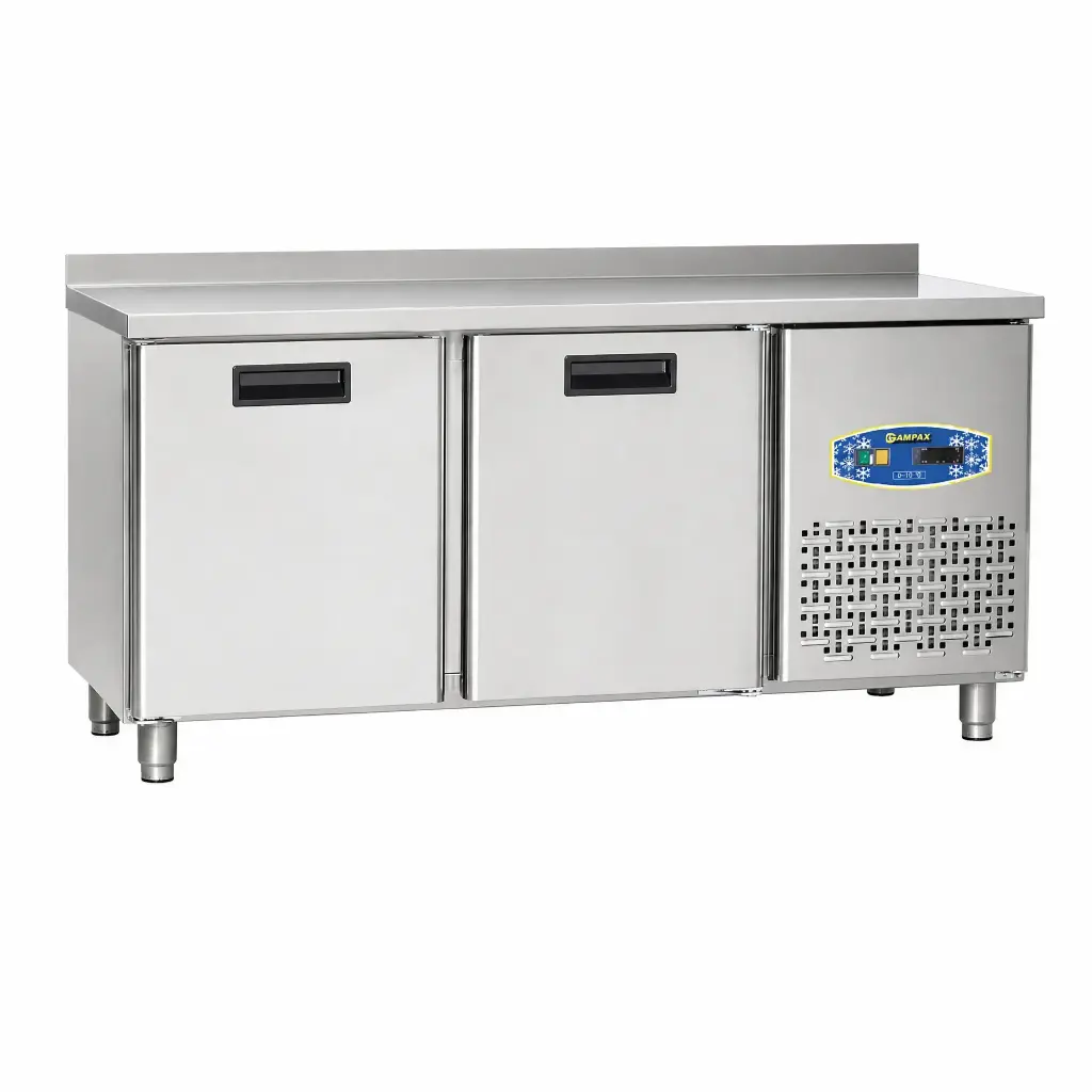 Mesa Refrigerada De Pared 2 Puertas De Acero Inoxidable 150x60x85Cm 295L Pimak