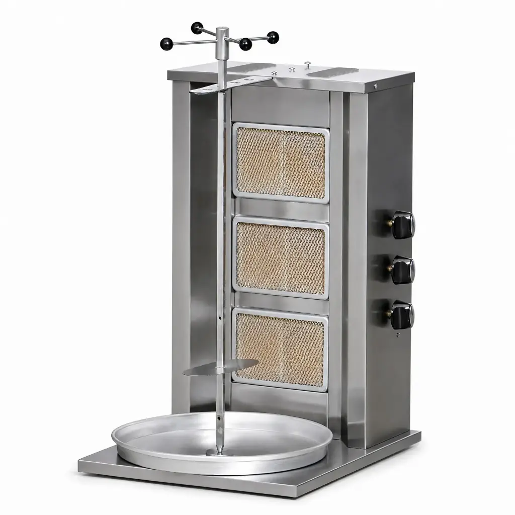 Shawarmera Profesional A Gas Con 3 Quemadores Acero Inoxidable 47x50x95Cm Pimak