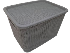 CAJA ORGANIZADORA CON TAPA GRIS DE RATAN 20 L ALFA HOGAR