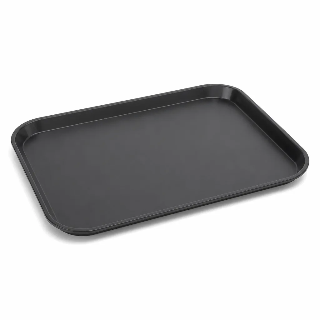 Bandeja Plástica De Fibra Negra Rectangular 44X34 Cm Alfa Hogar