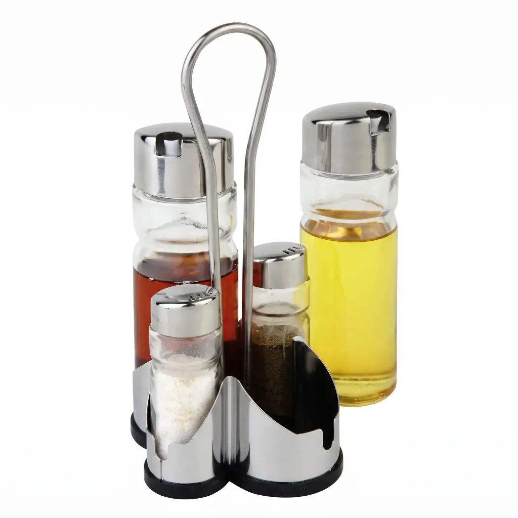 Convoy Para Ensaladas Aceite Vinagre Sal Y Pimienta De Vidrio