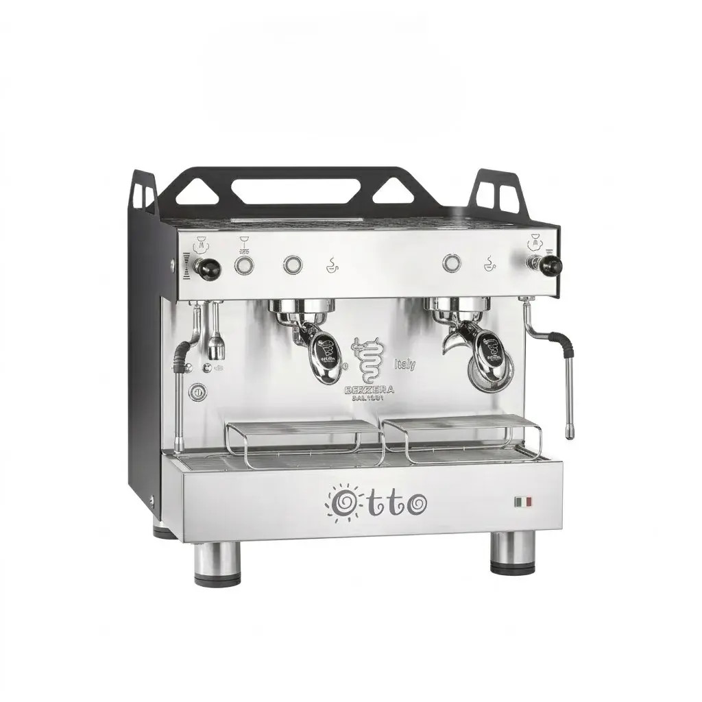 Máquina De Café Espresso Otto Black En Acero Inoxidable 2 Grupos 110V Bezzera