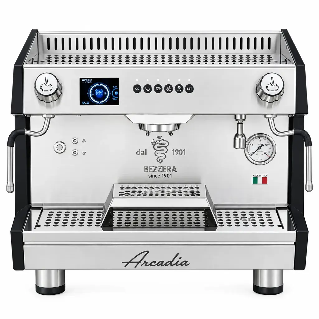 Máquina De Café Espresso Arcadia Negra De Acero Inoxidable 1Grupo 5L 110V 64X53X57Cm Bezzera
