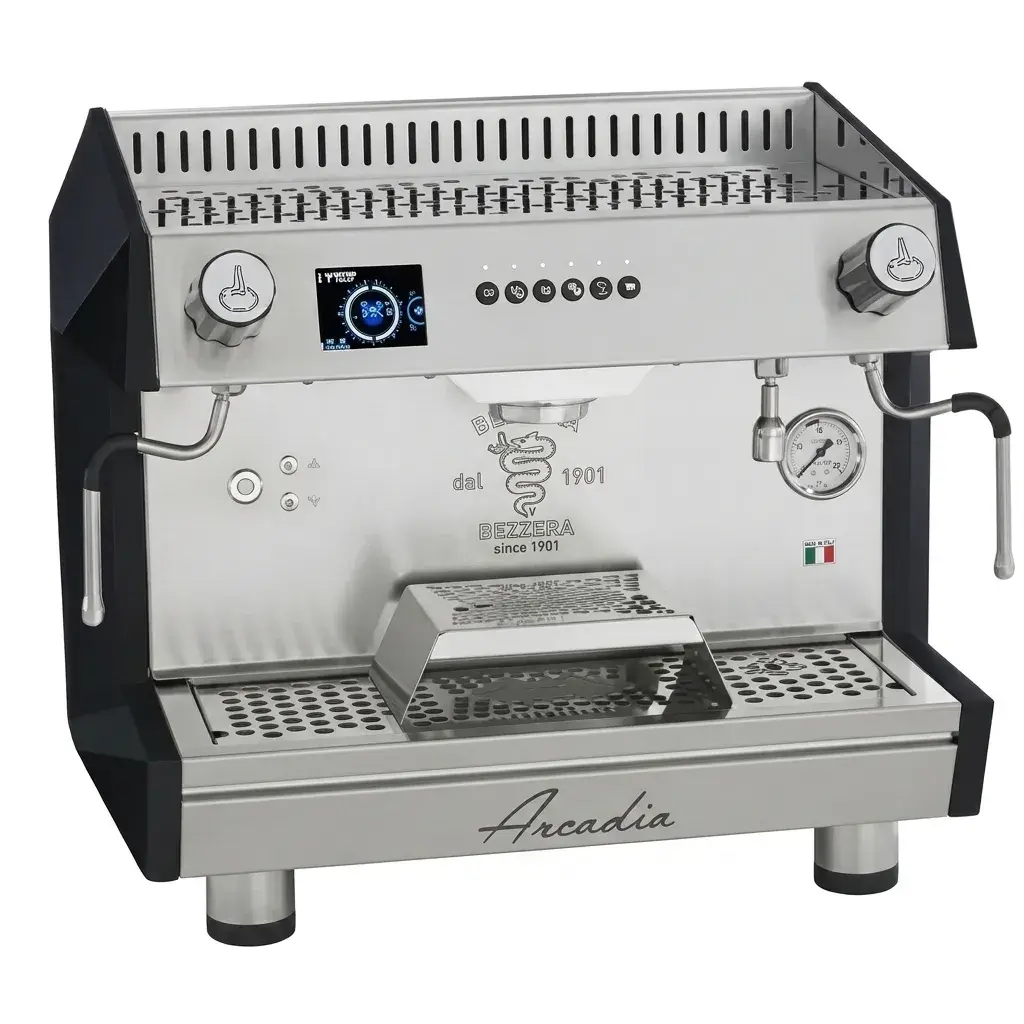 Máquina De Café Espresso Arcadia Negra De Acero Inoxidable 1Grupo 5L 110V 64X53X57Cm Bezzera