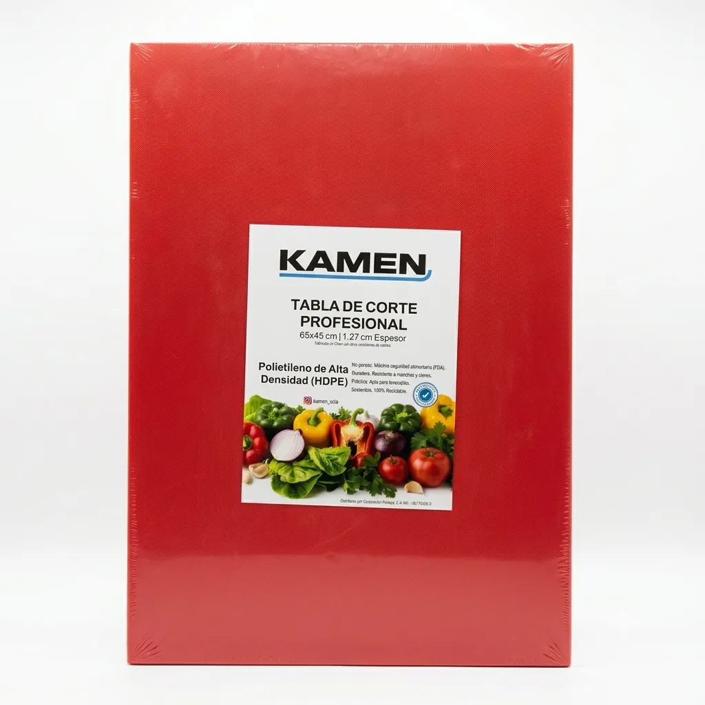 Tabla Para Picar Profesional Roja De Polietileno De Alta Densidad (Hdpe) 65X45X1,27 Cm. Kamen
