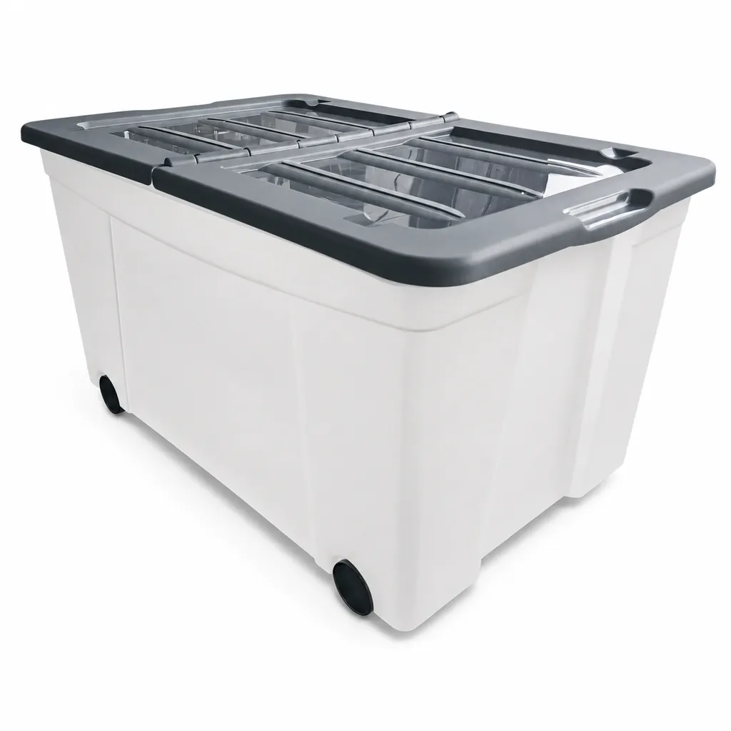 Caja Plástica Con Ruedas 58 L Alfa Hogar