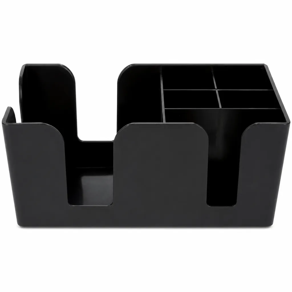 Organizador De Barra De Plástico Negro Con 6 Compartimentos Choice