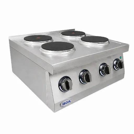 [M-COCI0011] Cocina Eléctrica De 4 Hornillas De Acero Inoxidable 30,5x74,5x38Cm Iboia
