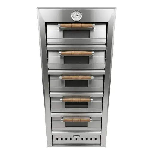 [M-EQUIP0096] Horno Panadero A Gas Con Reloj De 5 Cámaras En Acero Inoxidable 172x72x82Cm Malper