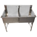 FREGADERO 2 PONCHERAS DE ACERO INOXIDABLE 129 X 70 X 110 CM STEEL SOLUTION